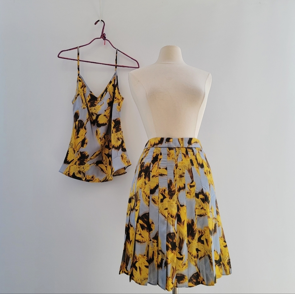 J.Crew Drapey Camisole Pleated Skirt Set Saffron Floral Size XS Preppy Academia - Picture 13 of 13